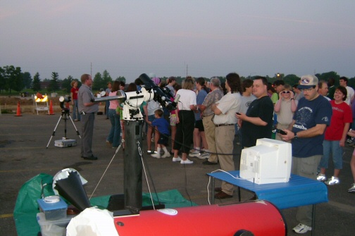 a pre-dawn crowd gathers at ICC to witness the rare occurance of Venus transiting the sun